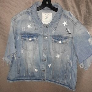 Angel Kiss Denim Jacket with Star Accents